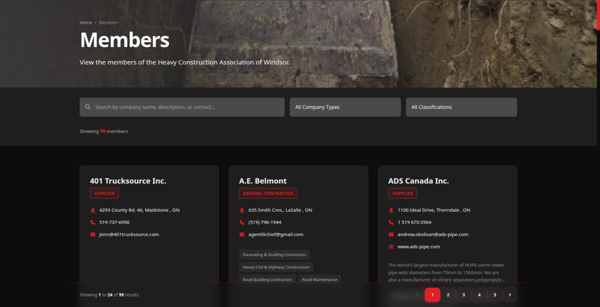 The Heavy Construction Association of Windsor platform: members, plans room, tenders, news and events